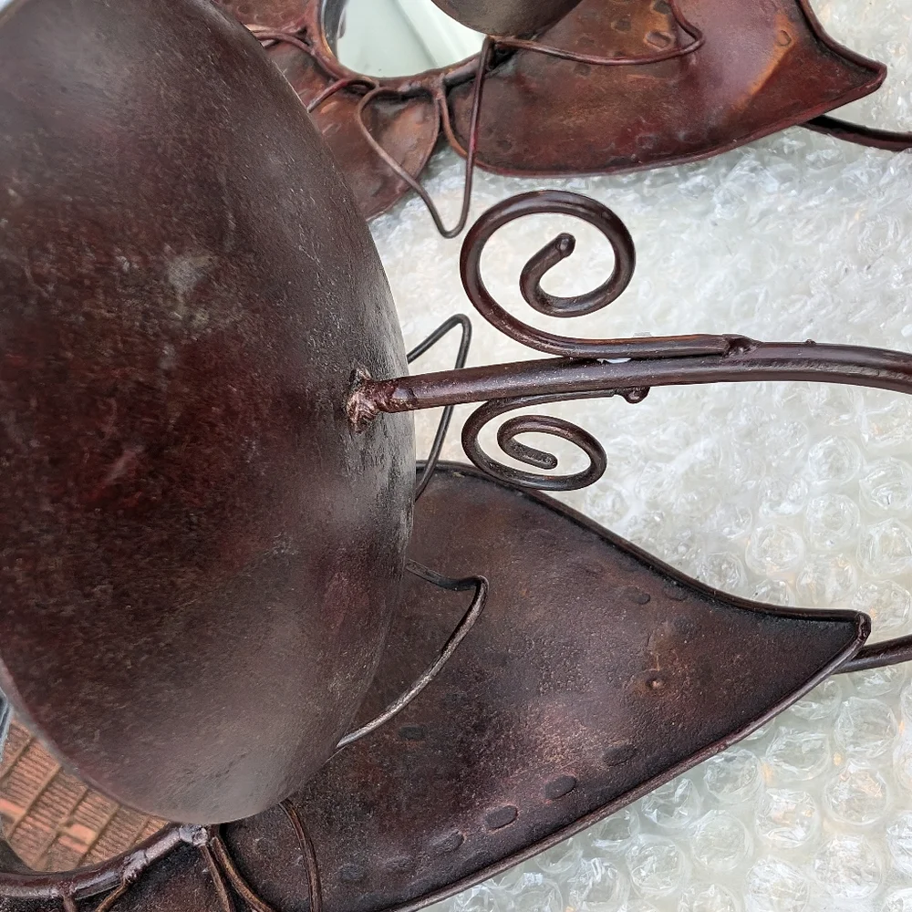 Brown Wrought Iron Flowers Wall Sconce With Mirrors Set Of 2 Nice Condition